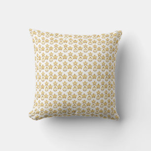 Elegant Small Golden Christmas Vectors on White Throw Pillow