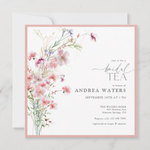 Elegant Small Pink Flowers Bridal Tea Invitation