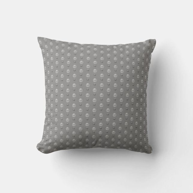 Elegant Small Silver Gray Polka Dots on Gray Throw Pillow (Front)