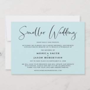 Elegant Smaller Downsized Wedding Sea Blue Announcement