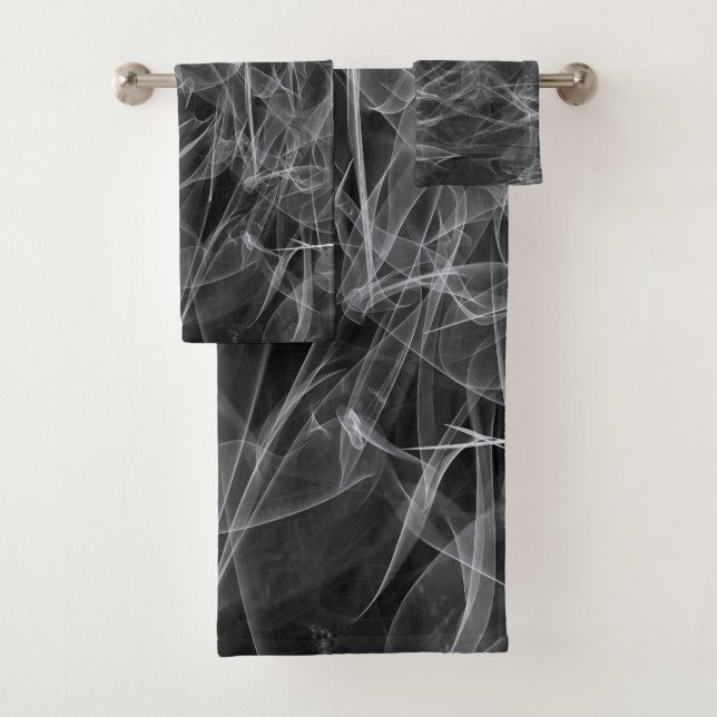 Elegant Smoke Swirl Texture Bath Towel Set (Insitu)