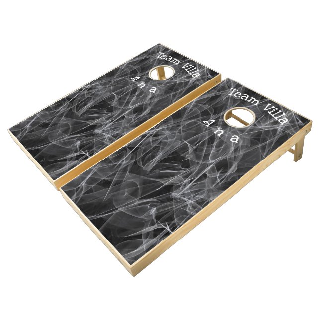 Elegant Smoke Swirl Texture Cornhole Set (Angled)