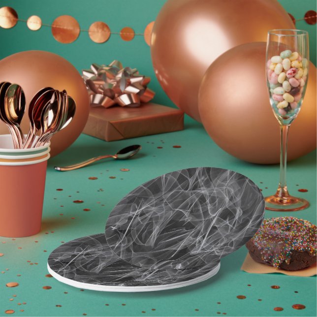 Elegant Smoke Swirl Texture Paper Plates (Multi)