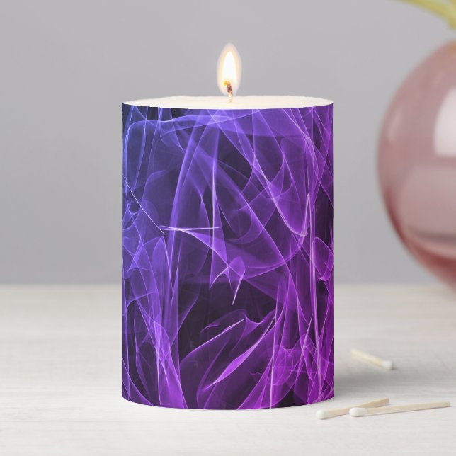 Elegant Smoke Swirl Texture Pillar Candle (In Situ)