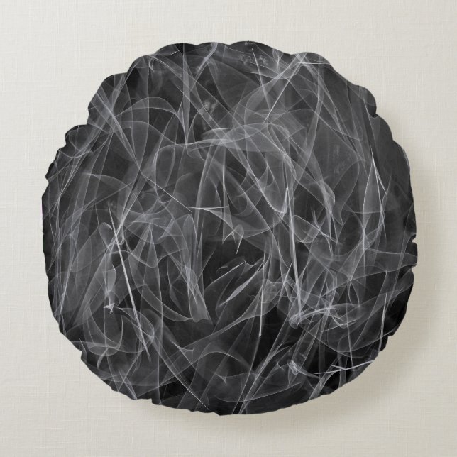 Elegant Smoke Swirl Texture Round Pillow (Front)