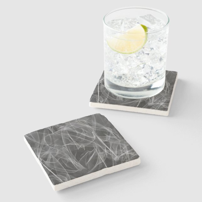 Elegant Smoke Swirl Texture Stone Coaster (Side)