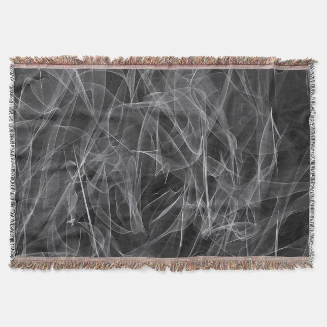 Elegant Smoke Swirl Texture Throw Blanket (Front)
