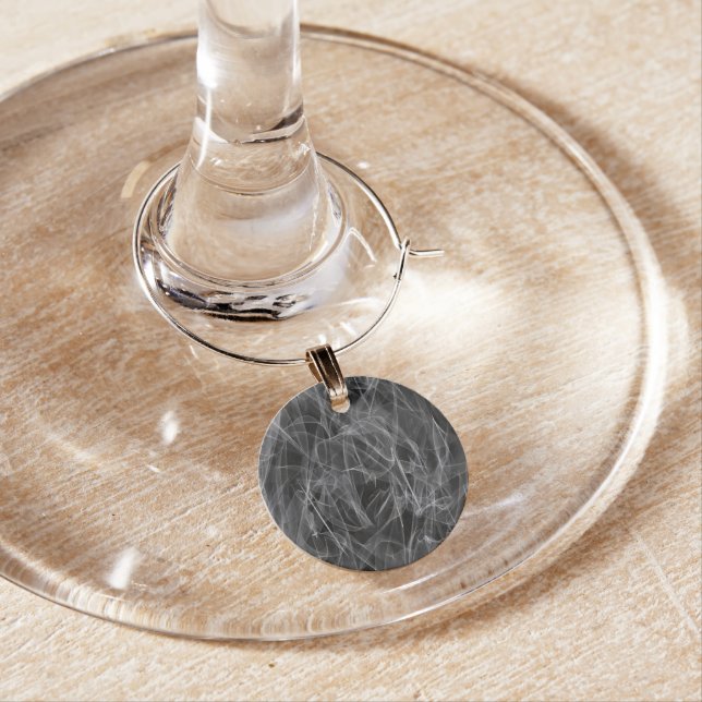 Elegant Smoke Swirl Texture Wine Charm (In Situ)