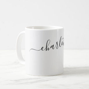 Elegant Smoke White Color Modern Name Personalized Coffee Mug