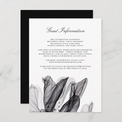 Elegant Smoky Floral Black Wedding Insert Card