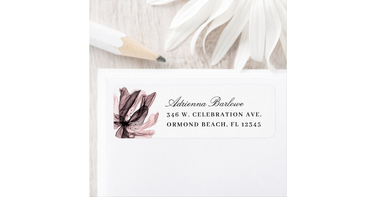Elegant Smoky Floral Dusty Rose Return Address Label | Zazzle