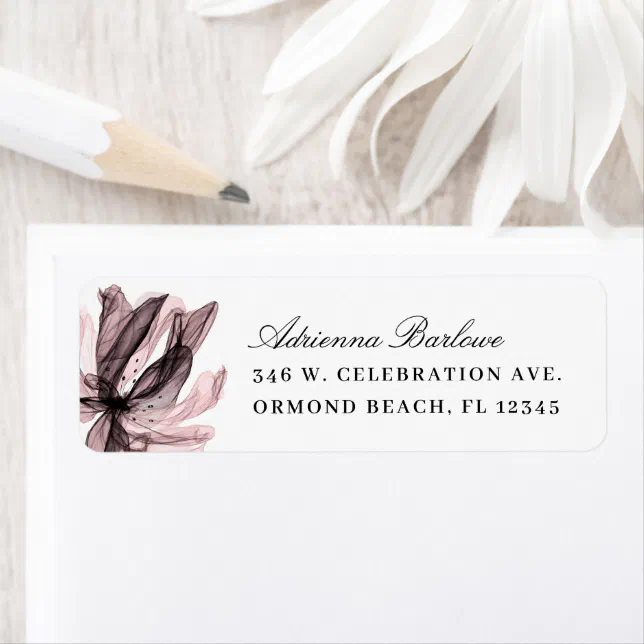 Elegant Smoky Floral Dusty Rose Return Address Label | Zazzle