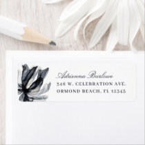 Elegant Smoky Floral Navy Return Address   Label