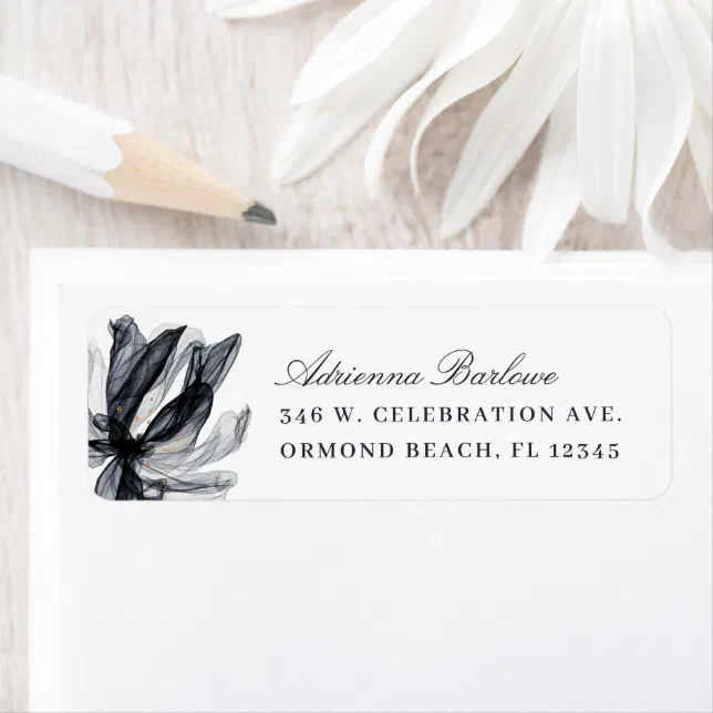 Elegant Smoky Floral Navy Return Address Label Zazzle