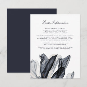 Elegant Smoky Floral Navy Wedding Insert Card