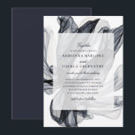 Elegant Smoky Floral Navy Wedding Invitation<br><div class="desc">This beautiful wedding invitation features a watercolor painted smoky flower design in deep navy blue, taking up the background, with a white gradient rectangle overlay. The flower has a tissue paper / thin and wispy look, with both light and dark areas. For design or product inquiries, please feel free to...</div>