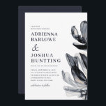 Elegant Smoky Flowers Side Text Navy Wedding  Invitation<br><div class="desc">This beautiful wedding invitation features watercolor painted smoky flowers in deep navy blue on the right side of the card. The flowers have a tissue paper / thin and wispy look, with both light and dark areas, along with tiny gold elements. The back is a matching deep navy but can...</div>