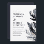 Elegant Smoky Flowers Side Text Navy Wedding  Invitation<br><div class="desc">This beautiful wedding invitation features watercolor painted smoky flowers in deep navy blue on the right side of the card. The flowers have a tissue paper / thin and wispy look, with both light and dark areas, along with tiny gold elements. The back is a matching deep navy but can...</div>