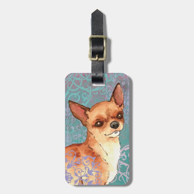 Elegant Smooth Coat Chihuahua Luggage Tag (Front Vertical)