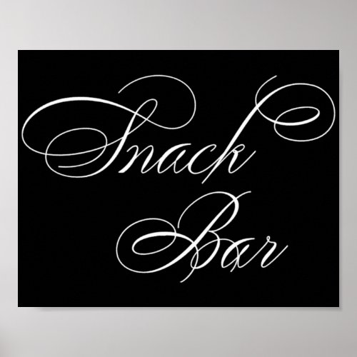 Elegant Snack Bar White Script  Horizontal Table Poster