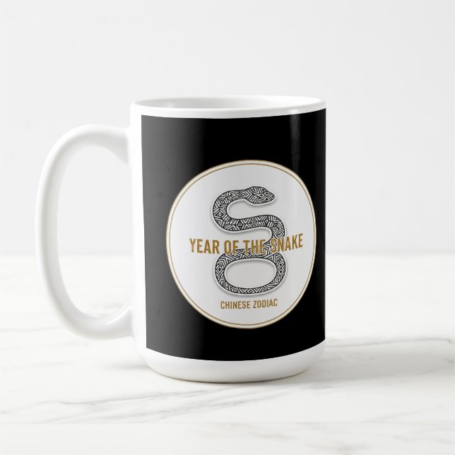 Elegant Snake - Luxury Chinese Zodiac Art & Mystic Coffee Mug (Left)