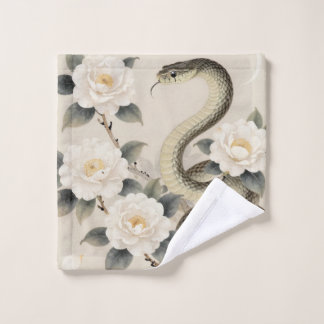 Elegant Snake Moon Floral Wash Towel