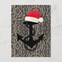 elegant SNAKE SKIN pattern - ANCHOR + SANTA HAT | Postcard