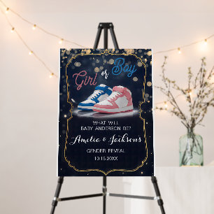 Elegant Sneaker Ball Sparkling Gender Reveal Foam Board