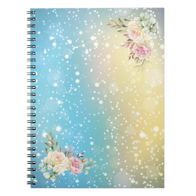 Elegant Snow Blue And Yellow  Notebook (Front)