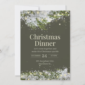 Elegant Snow Covered Evergreen Christmas Invitation
