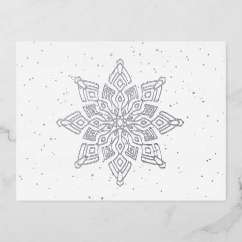 Elegant Snow Flake Real Foil Holiday Postcard