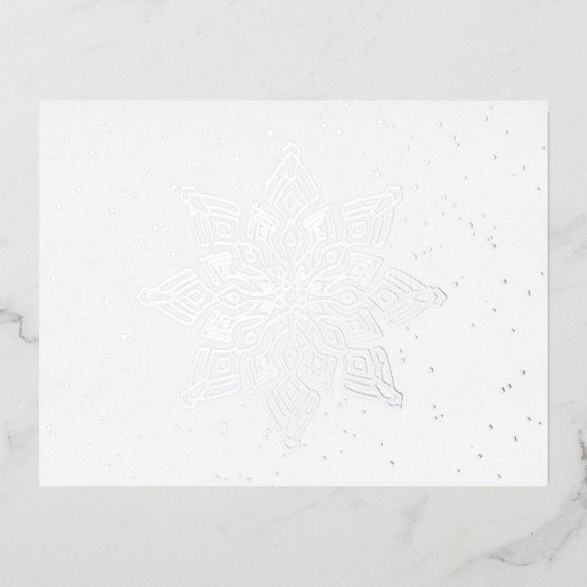 Elegant Snow Flake Real Foil Holiday Postcard (Front)