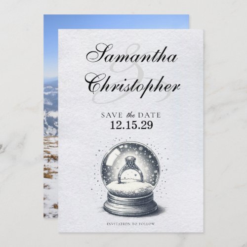 Elegant Snow Globe Engagement Ring Save The Date