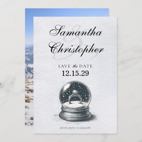 Elegant Snow Globe Engagement Ring Save The Date