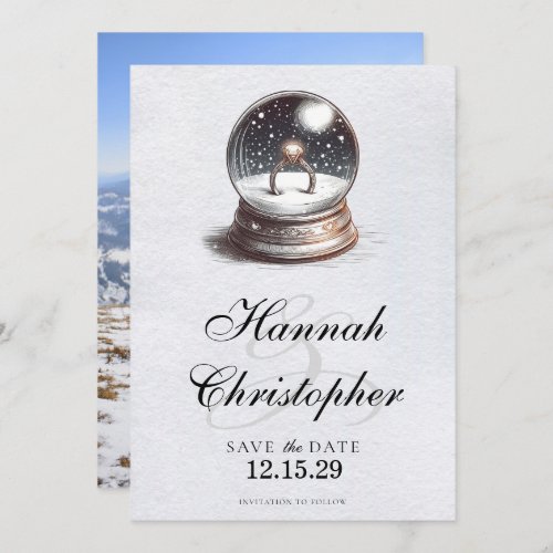 Elegant Snow Globe Engagement Ring Save The Date