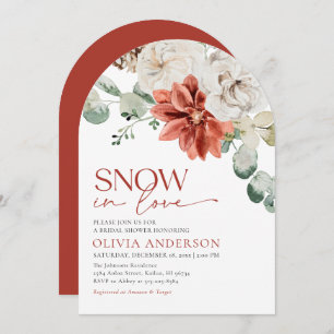 Elegant Snow in Love Winter Red Bridal Shower Invitation