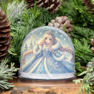 Elegant Snow Queen in Winter Wonderland Snow Globe