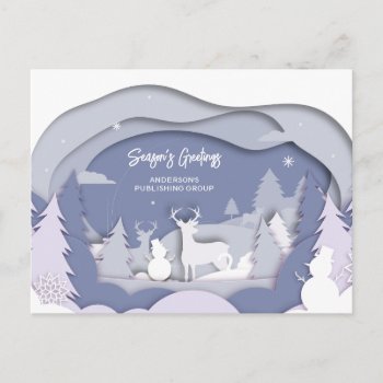 Elegant Snow Scene Business Holiday Card by XmasMall at Zazzle