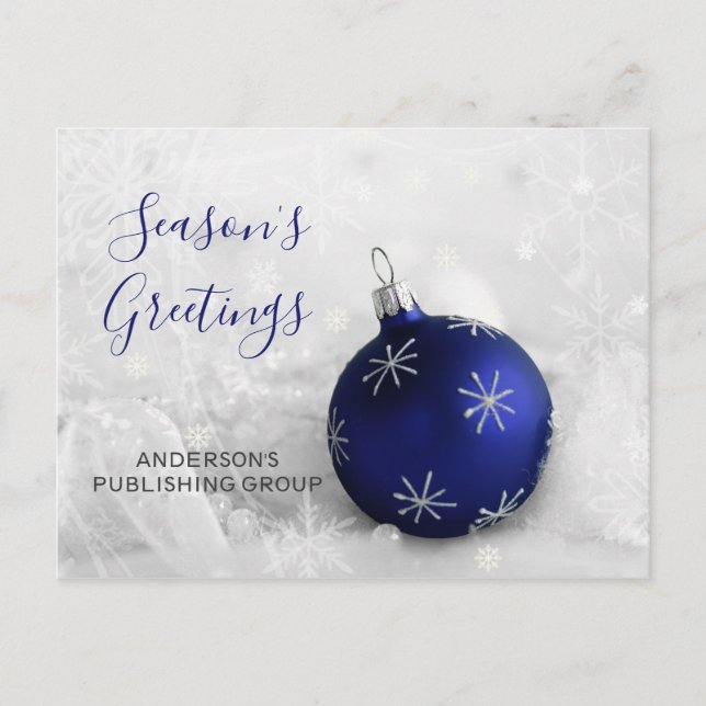 Elegant Snow Scene Navy Ornament Business holiday (Front)