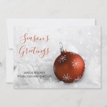 Elegant Snow Scene Orange Ornament Company Holiday Card by XmasMall at Zazzle