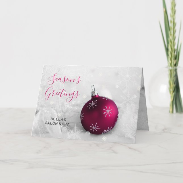 Elegant Snow Scene Pink Ornament Company Holiday (Front)