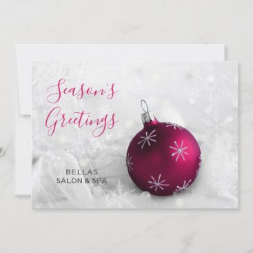 Elegant Snow Scene Pink Ornament Company Holiday Card