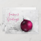 Elegant Snow Scene Pink Ornament Company Holiday Card (Front/Back)