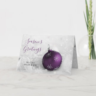 Elegant Snow Scene Purple Ornament Company Holiday Card