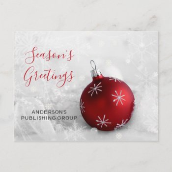 Elegant Snow Scene Red Ornament Business Holiday by XmasMall at Zazzle
