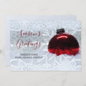 Elegant Snow Scene Red Ornament Company Holiday Card (Front/Back)