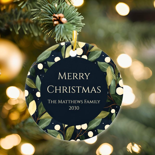 Elegant Snowberry Christmas Photo Ceramic Ornament (Elegant Snowberry Christmas Photo Ceramic Ornament
)