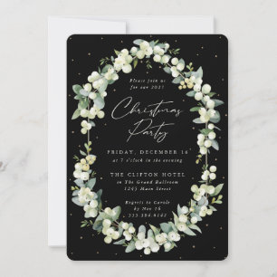 Elegant Snowberry+Eucalyptus Frame Christmas Party Invitation