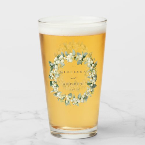 Elegant SnowberryEucalyptus Wreath Winter Wedding Glass