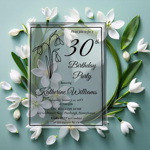 Elegant Snowdrops 30th Birthday Party 